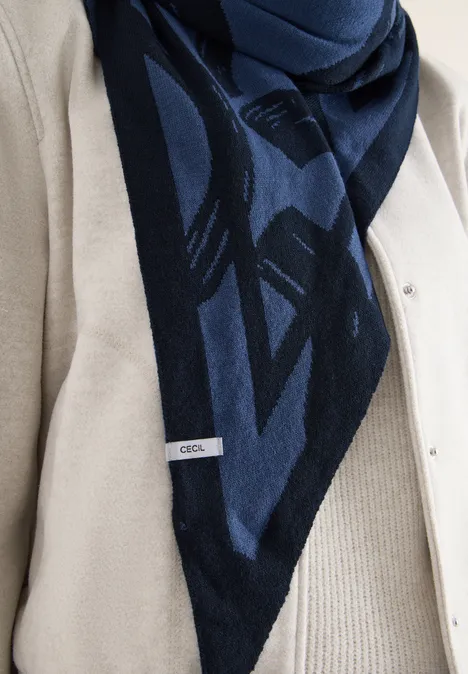 Wzorzysty trójkątny szalik universal blue