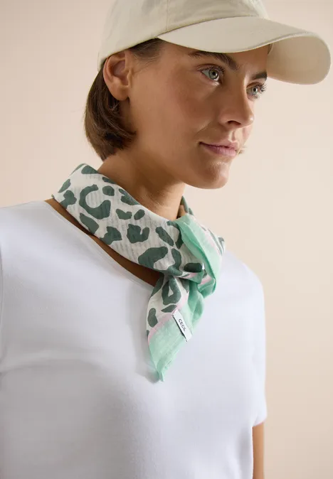 Bandana mit Struktur und Leo-Print macadamia beige Bandana mit Struktur und Leo-Print macadamia beige