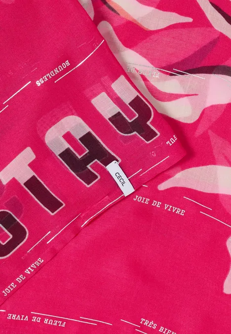 Sjaal met lus en folieprint beetroot pink Sjaal met lus en folieprint beetroot pink