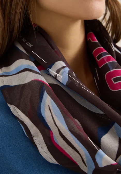 Sjaal met lus en folieprint macchiato brown Sjaal met lus en folieprint macchiato brown