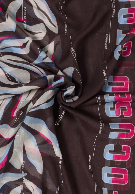 Sjaal met lus en folieprint macchiato brown Sjaal met lus en folieprint macchiato brown