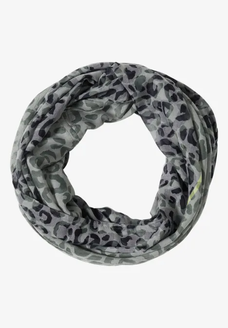 Écharpe bouclée effet dévoré avec motif léopard dried olive green