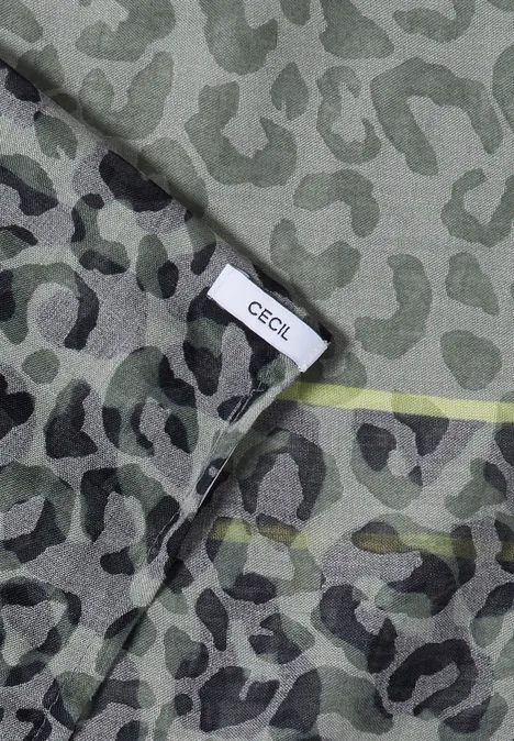 Écharpe bouclée effet dévoré avec motif léopard dried olive green