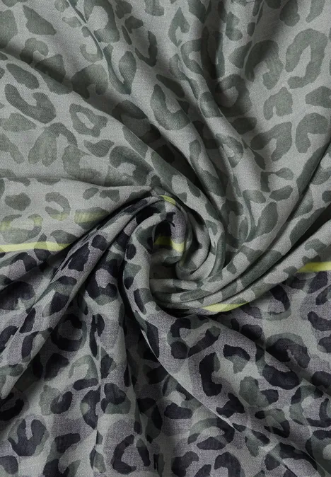 Écharpe bouclée effet dévoré avec motif léopard dried olive green