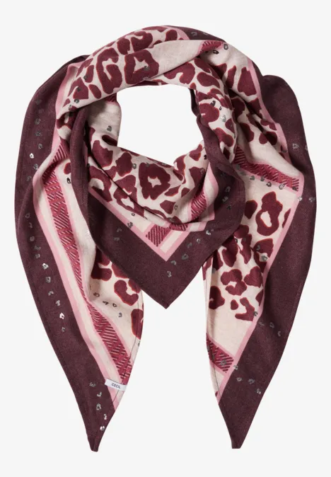 Dreieckstuch mit Leo-Muster berry red Dreieckstuch mit Leo-Muster berry red