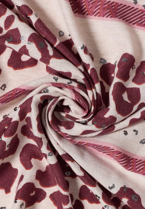 Dreieckstuch mit Leo-Muster berry red Dreieckstuch mit Leo-Muster berry red