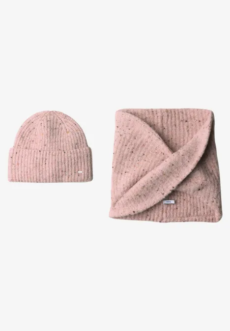 Muts met wol en gemêleerd patroon neps rose fog melange Muts met wol en gemêleerd patroon neps rose fog melange