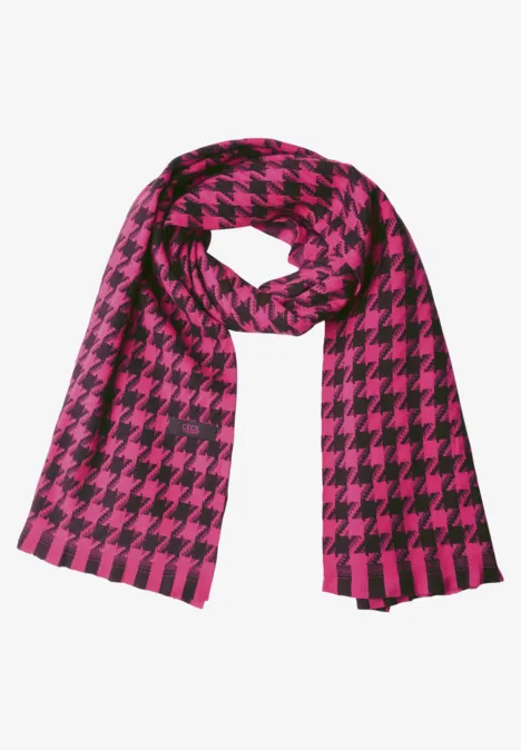 Zachte sjaal met franjes en patroon pink flash Zachte sjaal met franjes en patroon pink flash