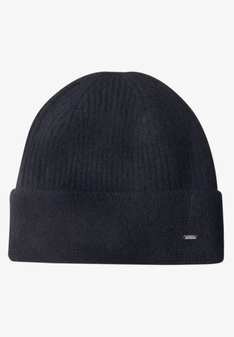 Beanie in Melange-Optik dark navy blue