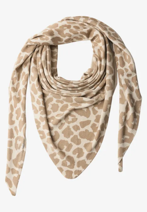 Foulard triangulaire à motif léopard powder beige