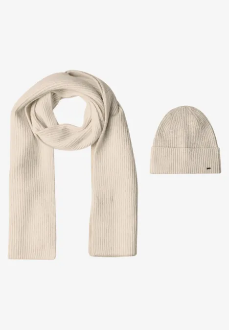 Langer Schal mit Rippstruktur powder beige melange