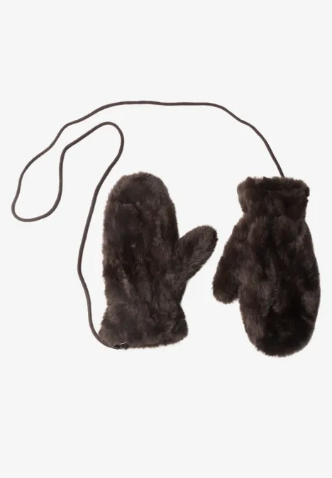 Warmtehandschoenen van imitatiebont in effen kleur chocolate sauce brown Warmtehandschoenen van imitatiebont in effen kleur chocolate sauce brown