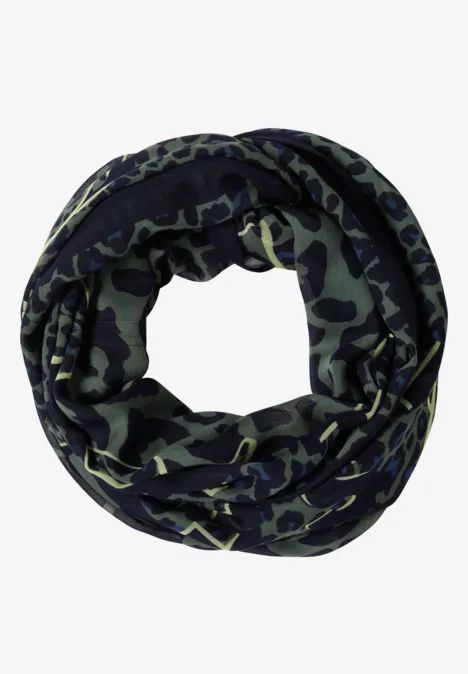 Loop-sjaal met luipaardprint dried olive green Loop-sjaal met luipaardprint dried olive green