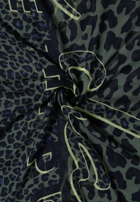 Loop-sjaal met luipaardprint dried olive green Loop-sjaal met luipaardprint dried olive green