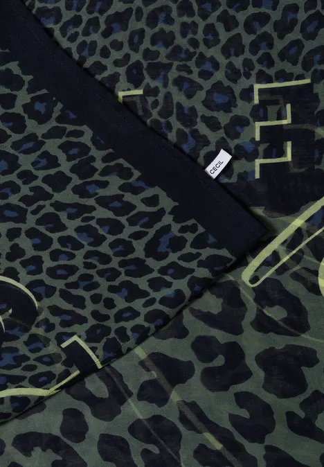 Loop-sjaal met luipaardprint dried olive green Loop-sjaal met luipaardprint dried olive green