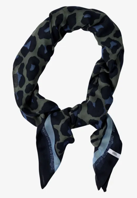 Foulard triangulaire à motif léopard dried olive green