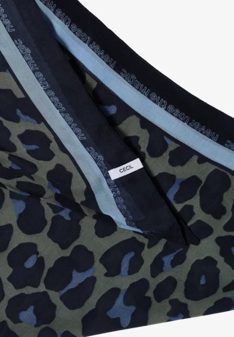 Foulard triangulaire à motif léopard dried olive green