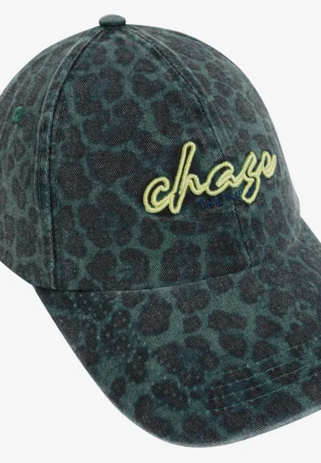 Casquette avec motif léopard et slogan dried olive green