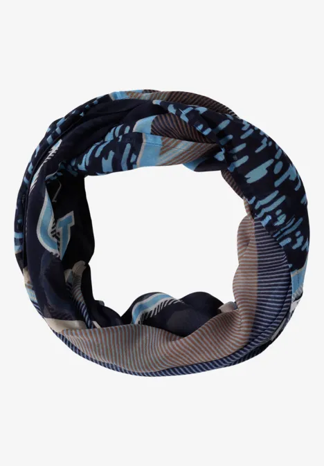 Loop-sjaal met patchwork-print urban dark blue