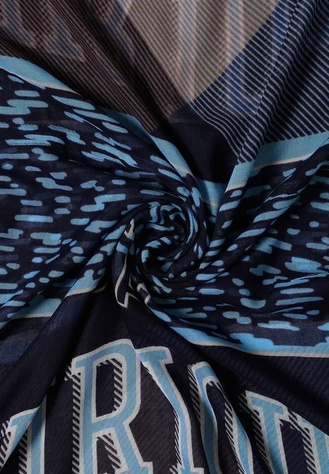 Loop-sjaal met patchwork-print urban dark blue