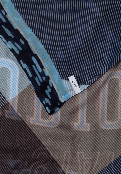 Loop-sjaal met patchwork-print urban dark blue