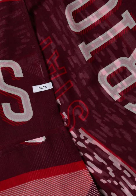 Loop-sjaal met patchwork-print red wine