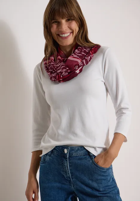 Loop-sjaal met patchwork-print red wine