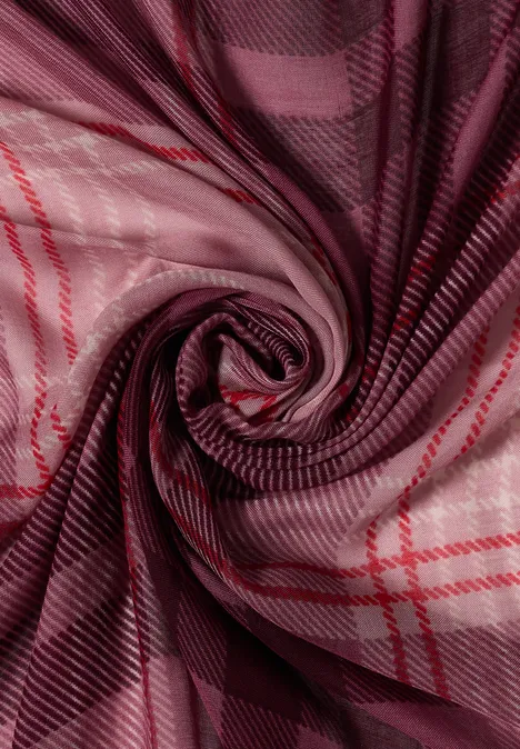 Écharpe à carreaux avec broderie velvet rose