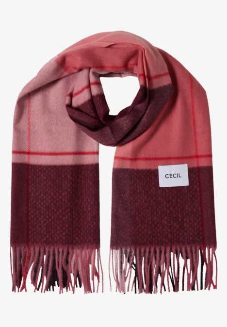 Zachte sjaal met franjes velvet rose