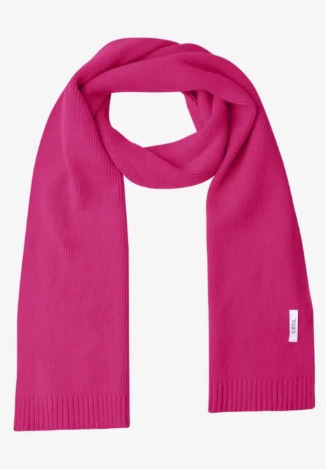 Lange gebreide sjaal in effen kleur pink flash Lange gebreide sjaal in effen kleur pink flash
