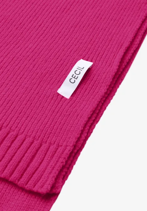 Lange gebreide sjaal in effen kleur pink flash Lange gebreide sjaal in effen kleur pink flash