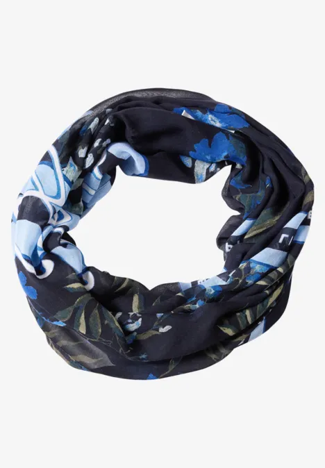 Loop-sjaal met bloemenprint urban dark blue