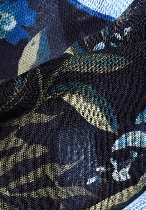 Loop-sjaal met bloemenprint urban dark blue