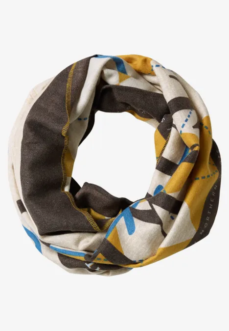 Écharpe Loop avec inscription et motif Argyle Coffee beige melange