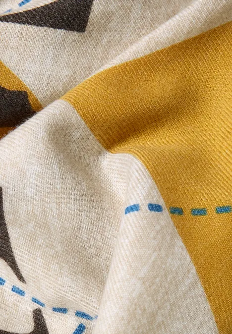 Écharpe Loop avec inscription et motif Argyle Coffee beige melange