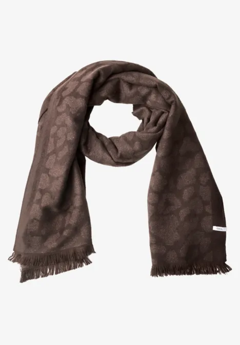 Szalik w wzór lamparta z błyszczącymi detalami truffle brown
