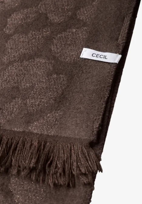 Szalik w wzór lamparta z błyszczącymi detalami truffle brown