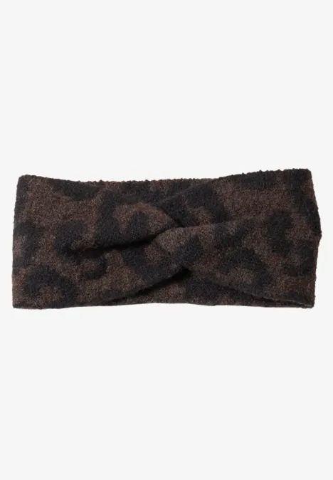 Bandeau avec nœud et motif léopard truffle brown
