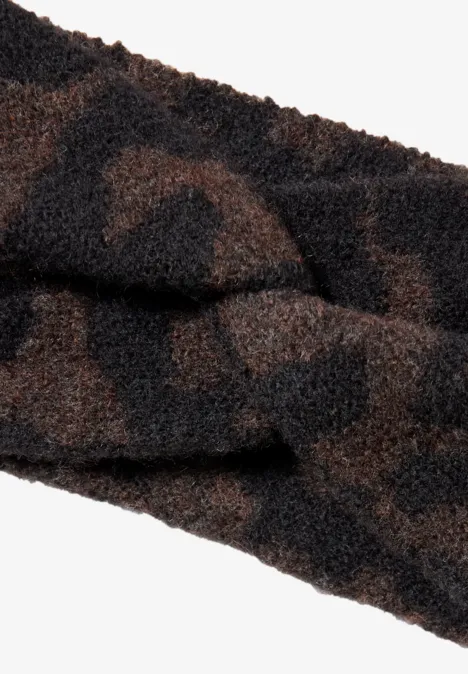 Bandeau avec nœud et motif léopard truffle brown