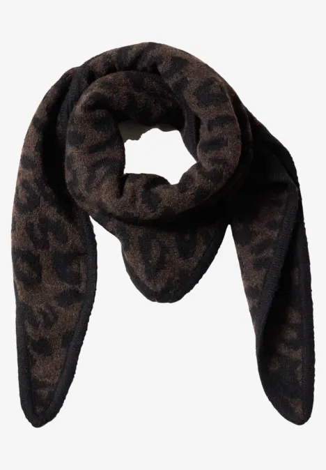 Foulard triangulaire à motif léopard truffle brown
