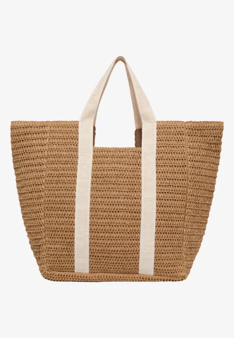 Tas met gehaakte look dark crispy camel