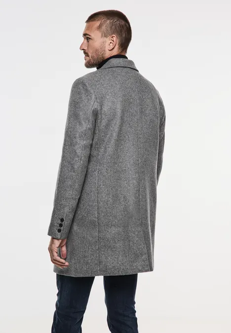 Wollen jas met reverskraag asphalt grey