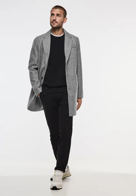Wol-look jas winter grey melange