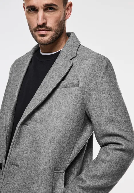 Wol-look jas winter grey melange