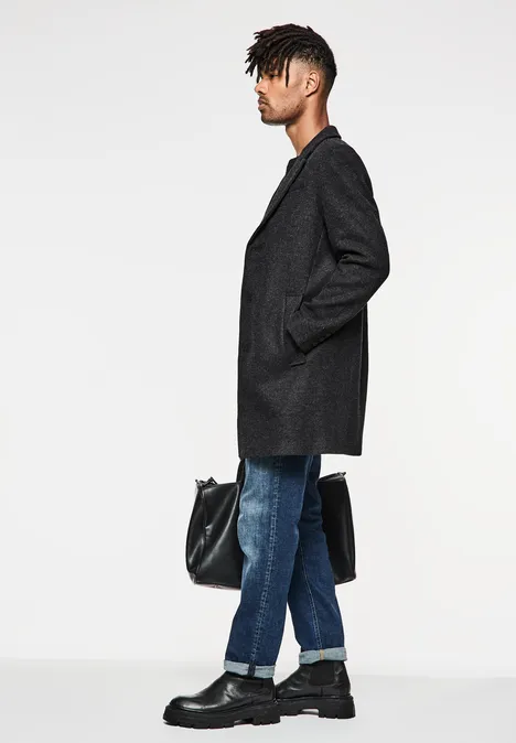 Wol-look jas ash grey melange