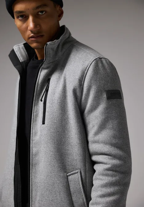 Wol-look jas winter grey melange