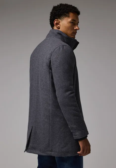Wol-look jas ash grey melange