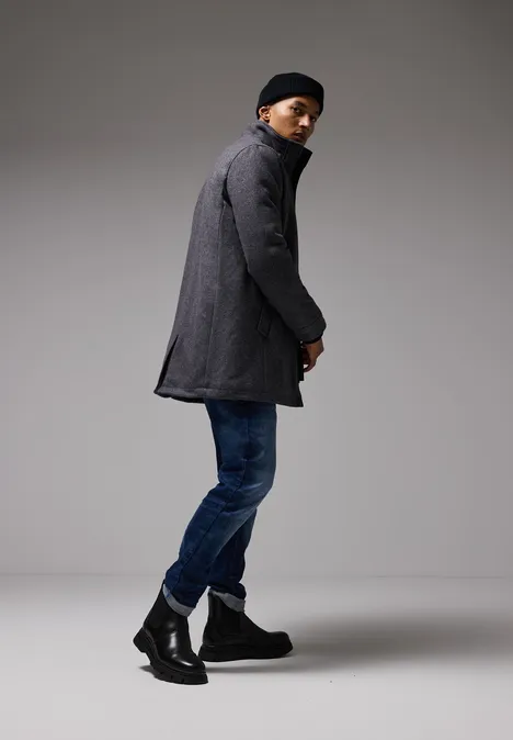 Wol-look jas ash grey melange