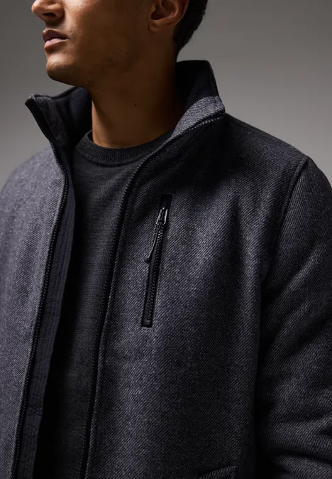 Wol-look jas ash grey melange