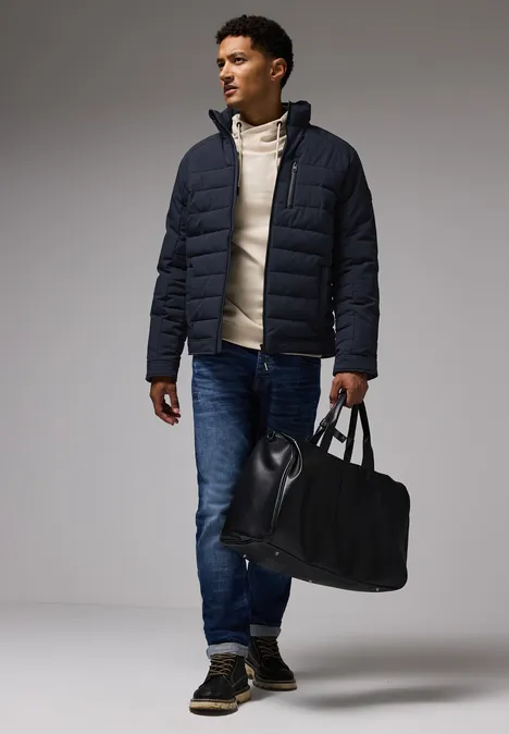 Gewatteerd jack in bikerlook dark night blue